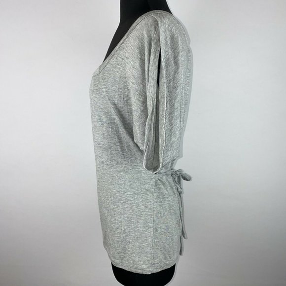 Ann Taylor LOFT S Gray Keyhole Tie Back Top Soft Tencel Lyocell Blend - Picture 5 of 11